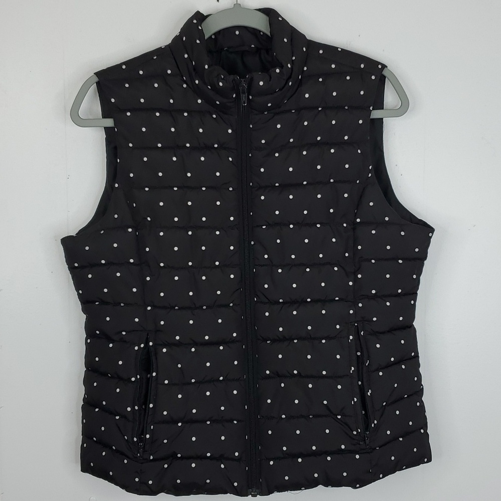 ColeBrook Vest Essentials Puffer Polka Dot Full Zipper Poly Fiberfill Womens M